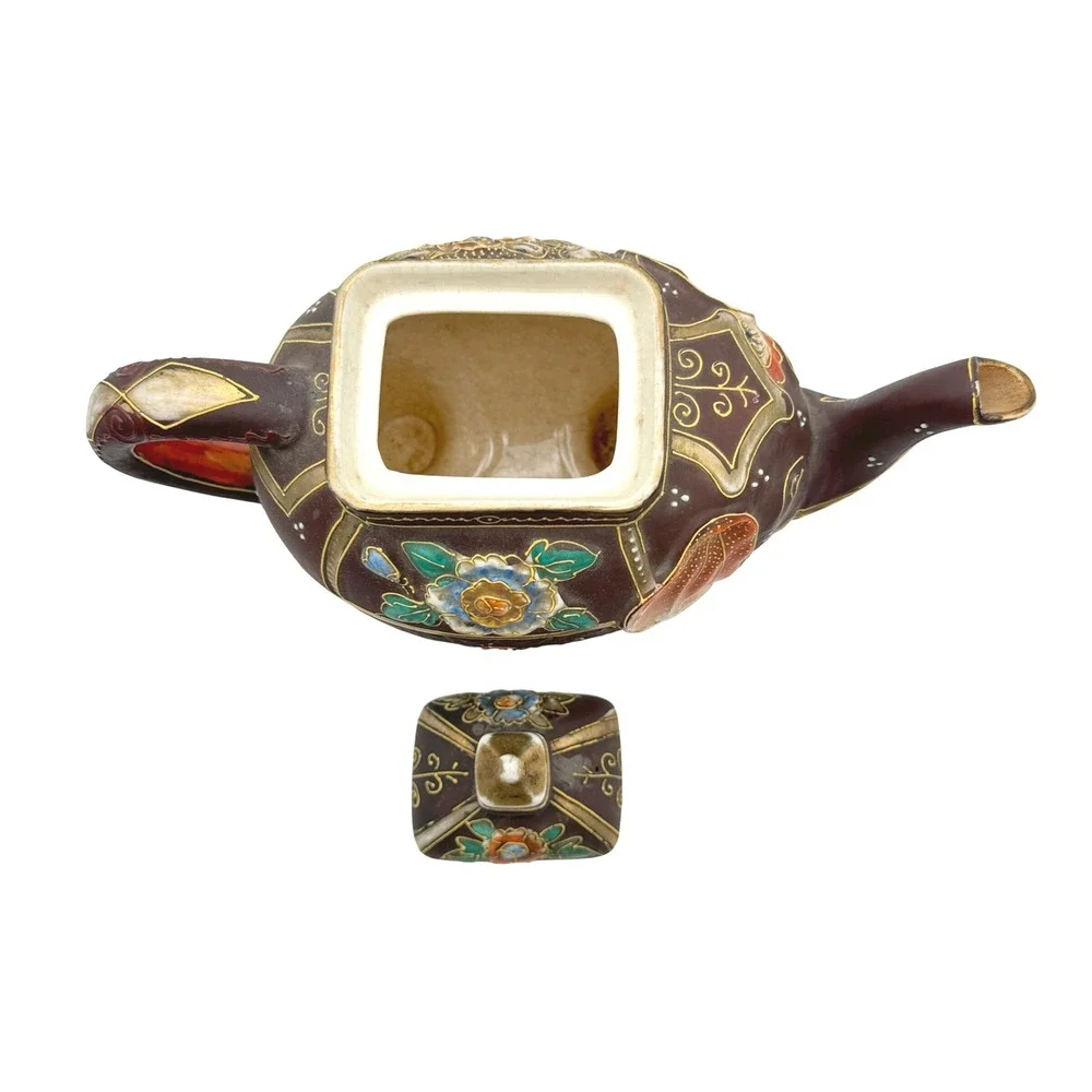Elephant Teapot‎ Made In Japan Moriage Hand Painted Art Deco Kutani Style Enamel